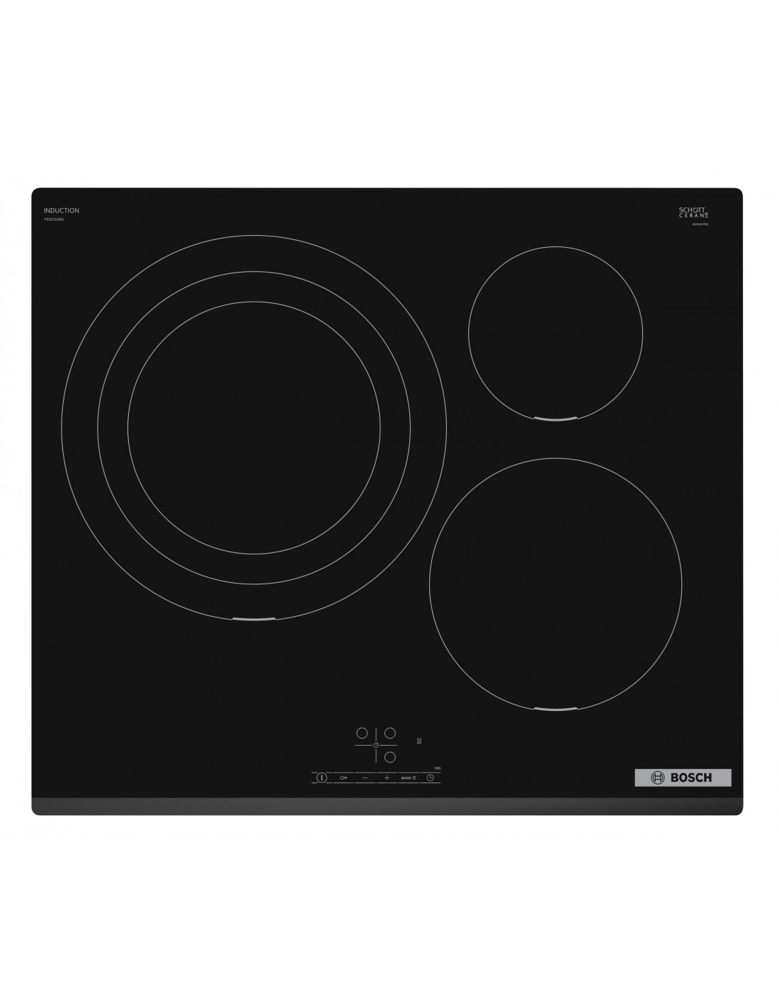 Bosch PIF675FC1E Serie 6 Placa de inducción 60 cm - vitrocerámica negra con  marco de acero inoxidable