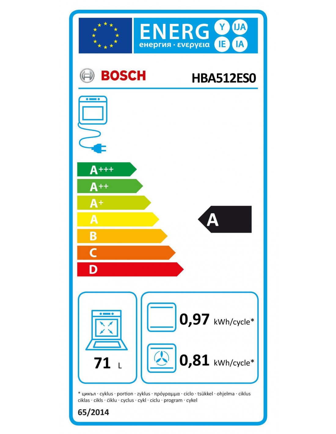 Bosch HBA512ES0 - Horno Multifunción 7 Funciones Clase A Inox · Comprar  ELECTRODOMÉSTICOS BARATOS en